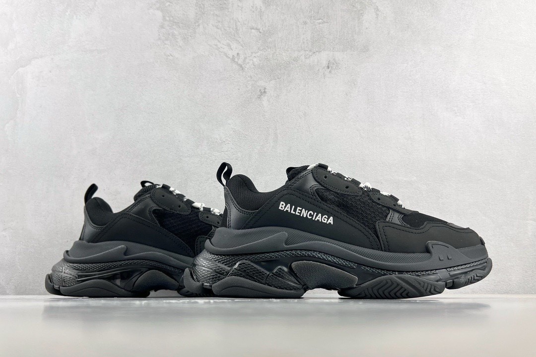 Balenciaga Triple S Clear Sole Sneakers Black Mirror Version 10A - Image 8