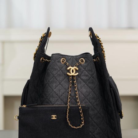 Chanel 25P Hobo Medium Handbag Denim & Gold-Tone Metal Top Quality - Image 3