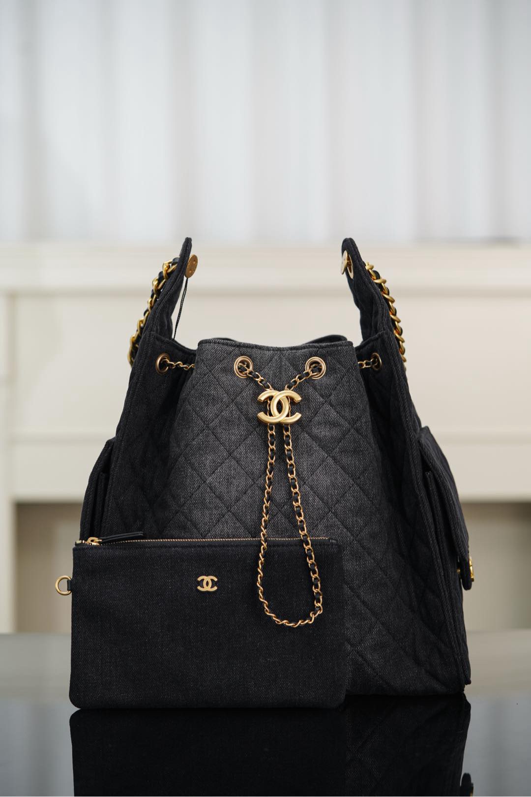 Chanel 25P Hobo Medium Handbag Denim & Gold-Tone Metal Top Quality - Image 3