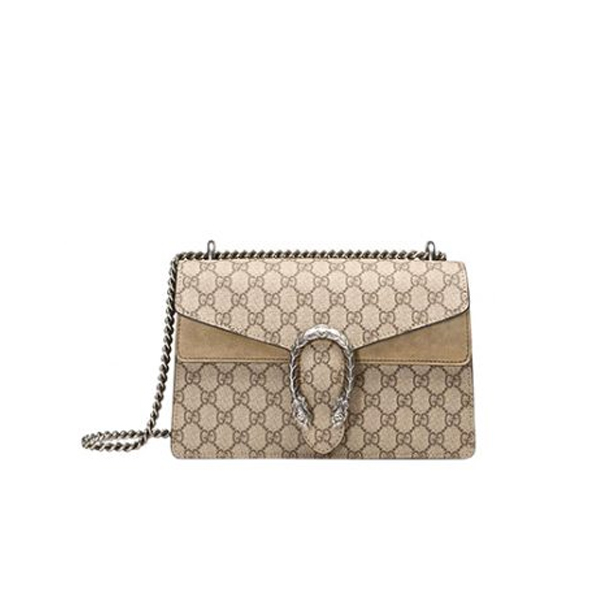 Gucci Dionysus GG Supreme Small Shoulder Bag With Beige
