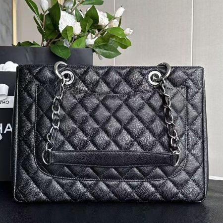 CHANEL Caviar Quilted Grand Shopping Tote GST Black - Image 4
