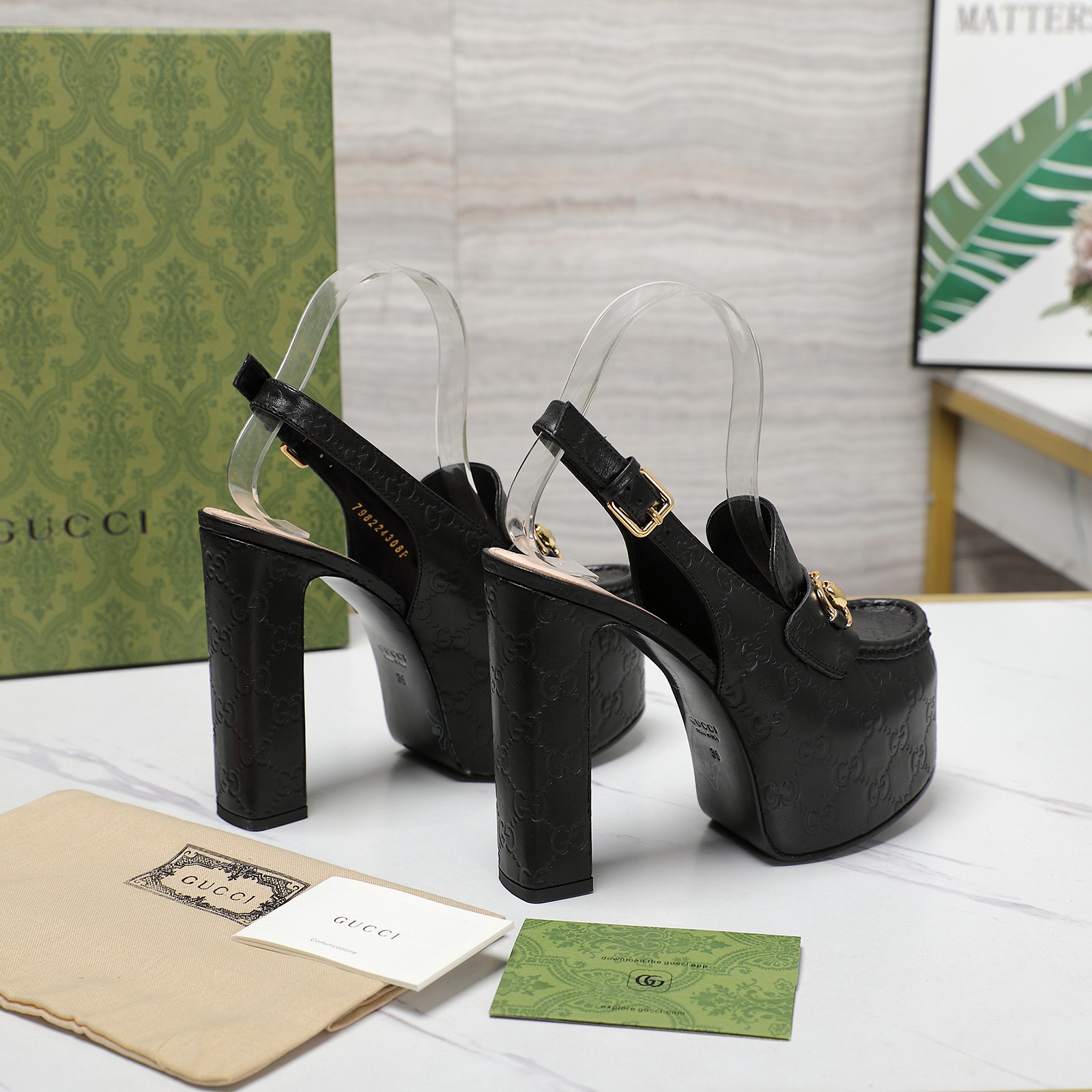 Gucci Horsebit Loafer 135MM Platform Slingback Pumps - Image 13