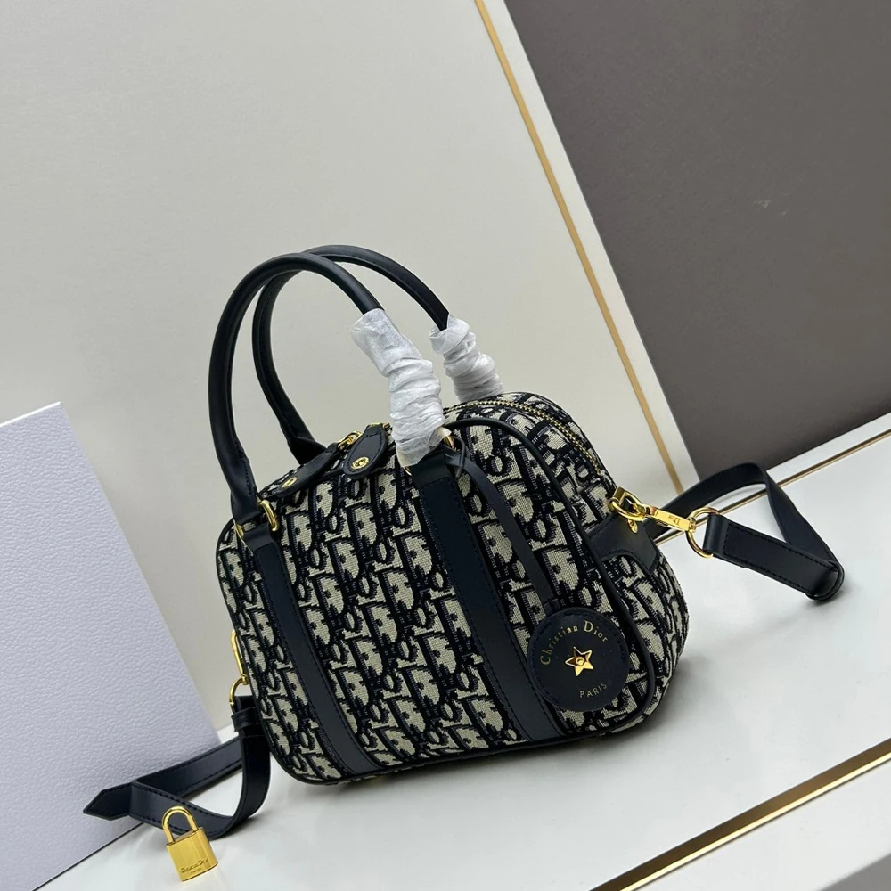 Dior Canvas Bowling Handbag - Image 7