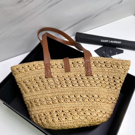 YSL Saint Laurent PANIER Medium bag in raffia - Image 2