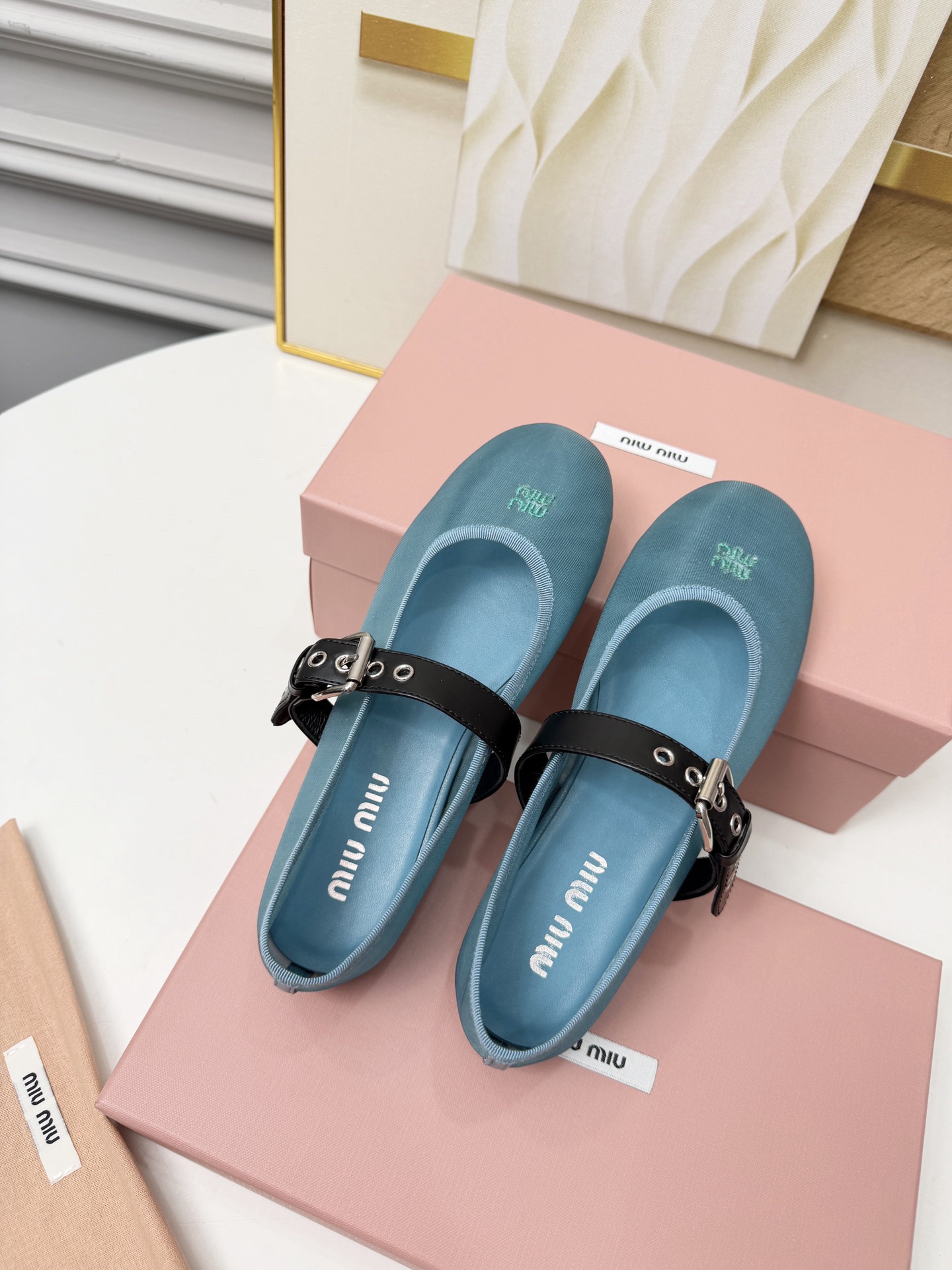 MIU MIU Anise Mesh Fabric Ballerinas - Image 4