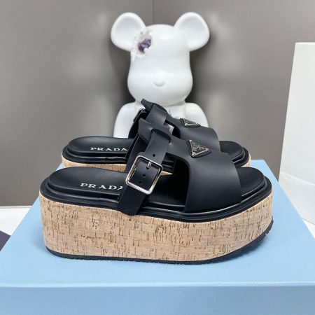 Prada  Leather Platform sandals Slide