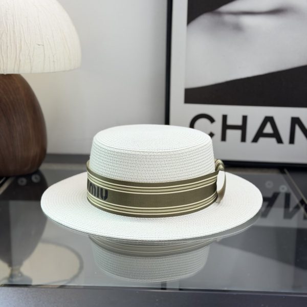 MiuMiu Flat-Brimmed Straw Hat