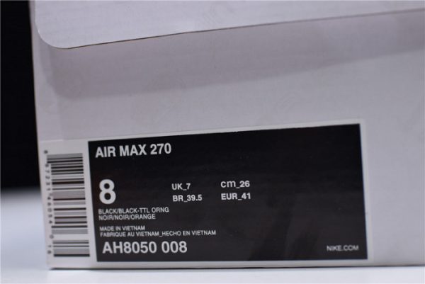 NIKE mens AIR MAX 270 Tonal Orange black AH8050-008