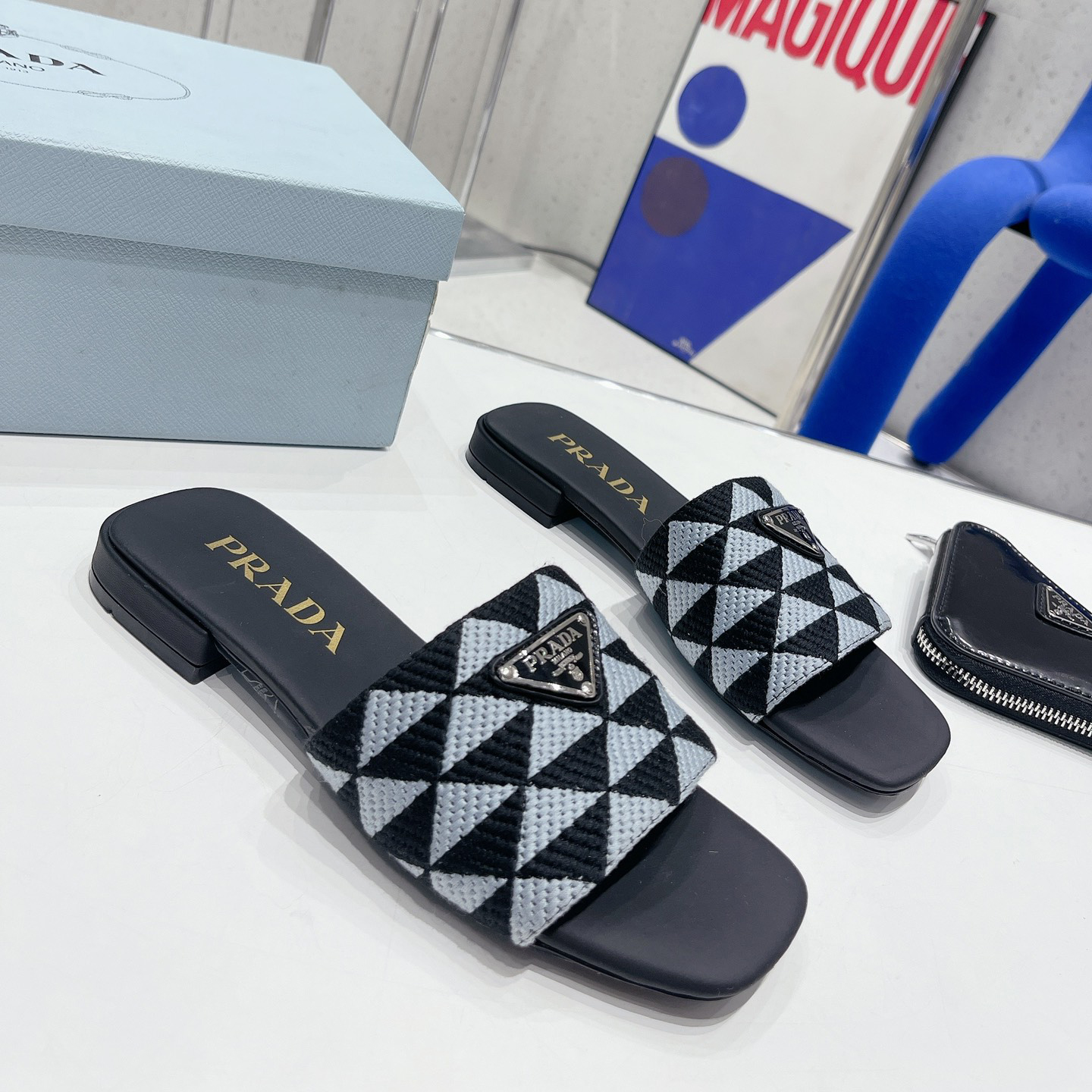 Prada Fabric Flat Bottom Slide Sandal - Image 8