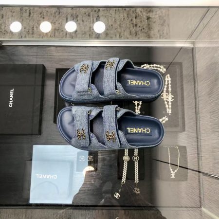 Chanel Denim CC Sandals Mules - Image 2