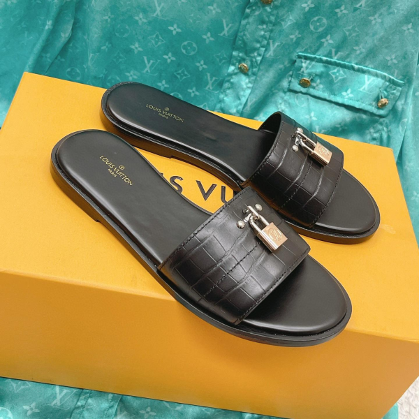 LV Leather Flip-flops Slide Sandal