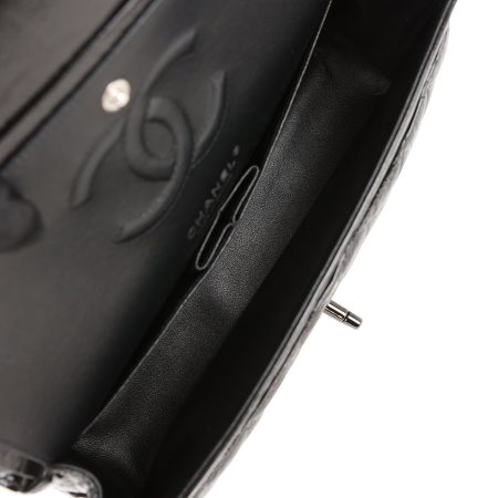 Chanel Classic Flag Bag Medium Classic Double Flap Bag SO Black Crumpled Calfskin Black Hardware - Image 9