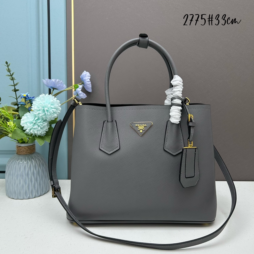 Prada Saffiano Double Medium Handle Bag - Image 3