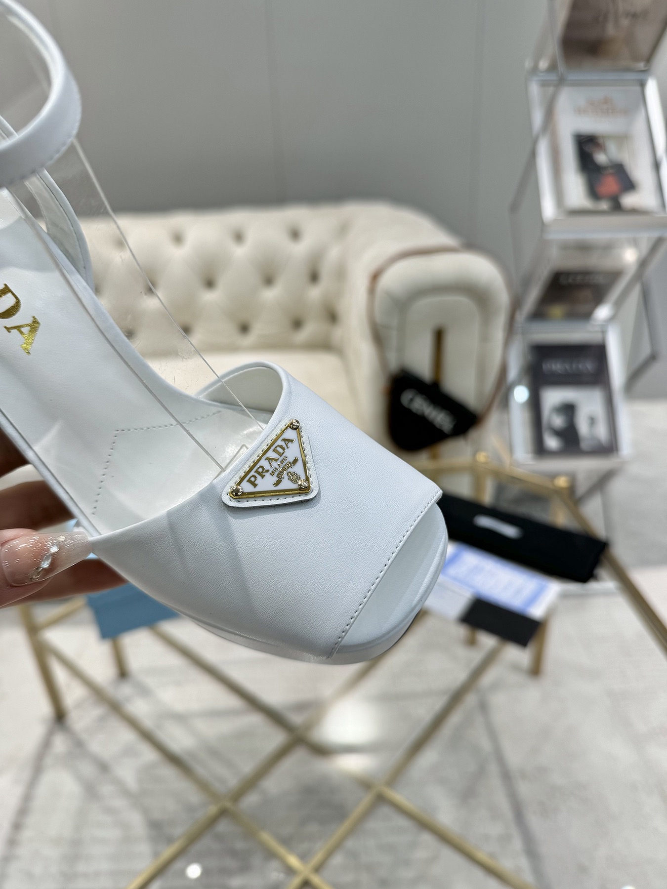 Prada Buckle Square-Heel Sandals - Image 6