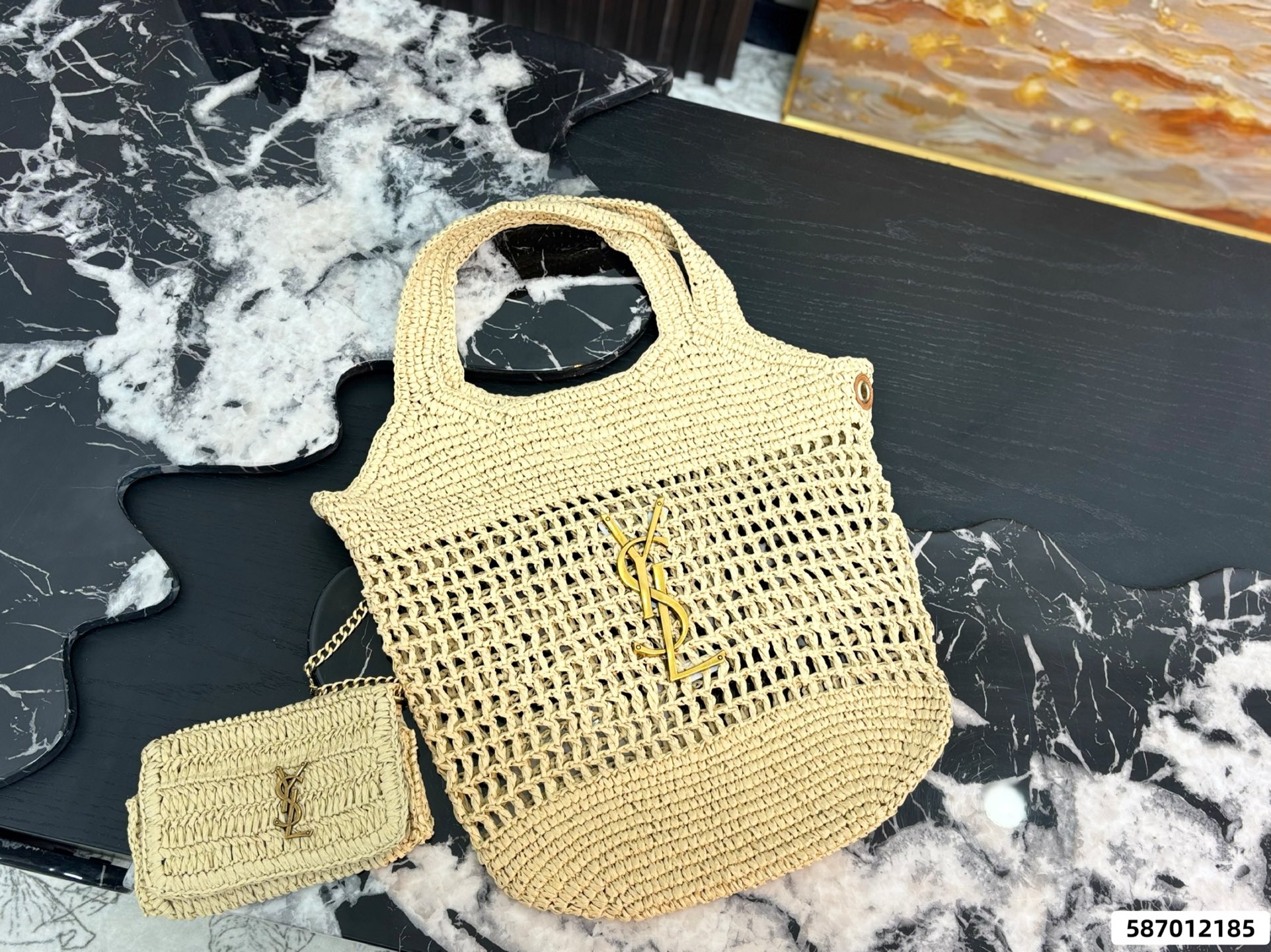 YSL Braided Tote Bag - Image 1