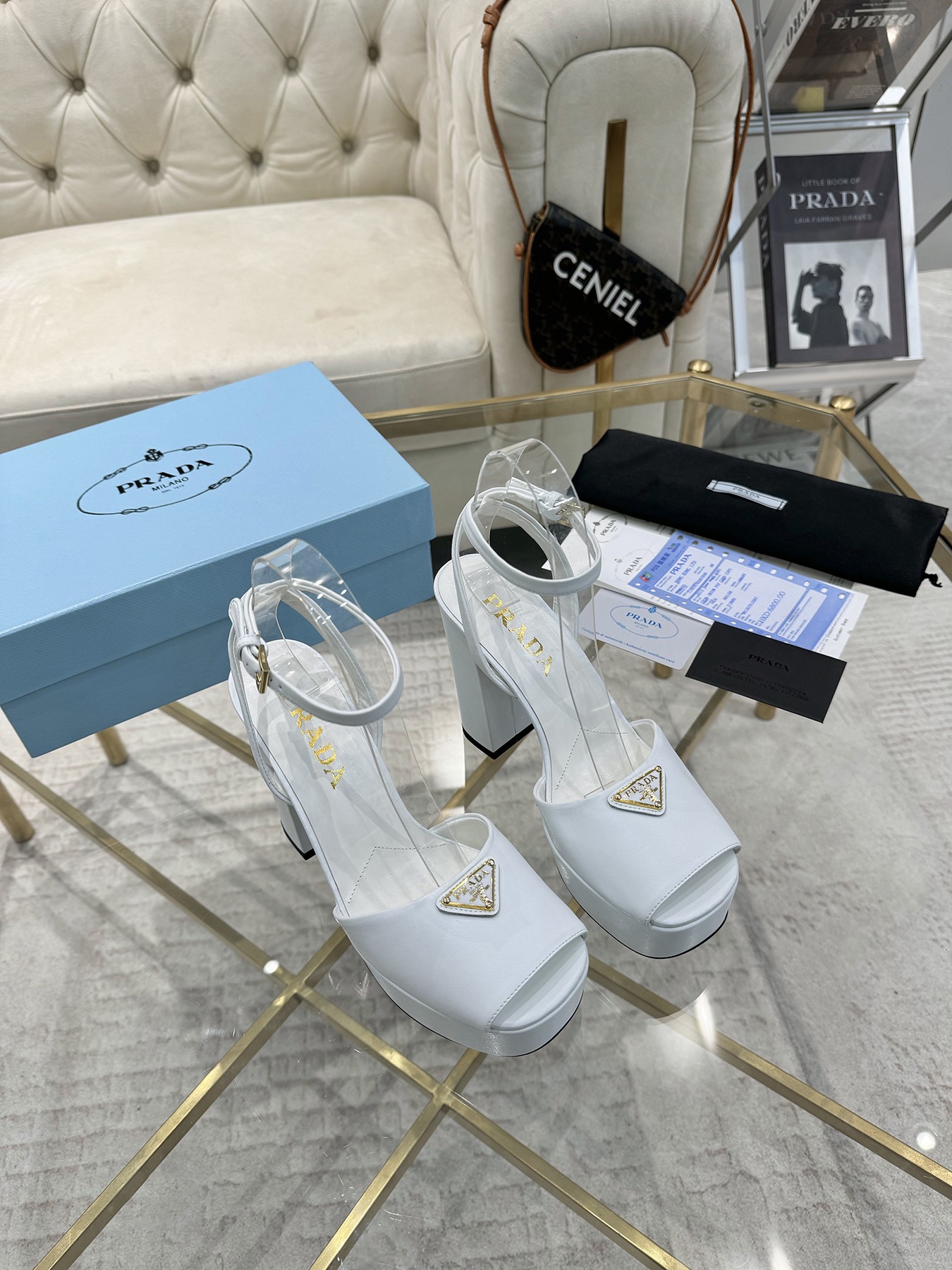 Prada Buckle Square-Heel Sandals - Image 5
