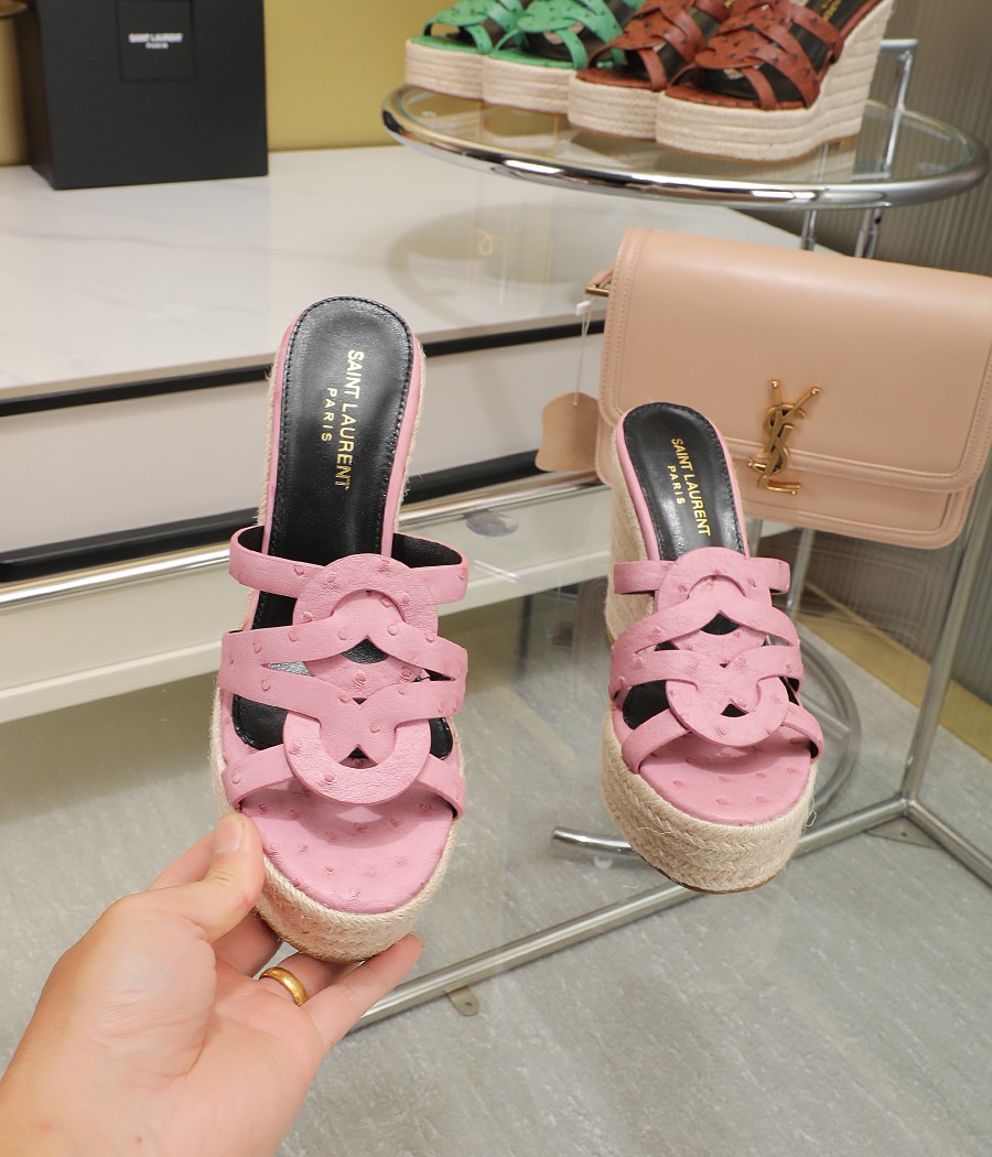YSL Braided Wedge Sandals - Image 7