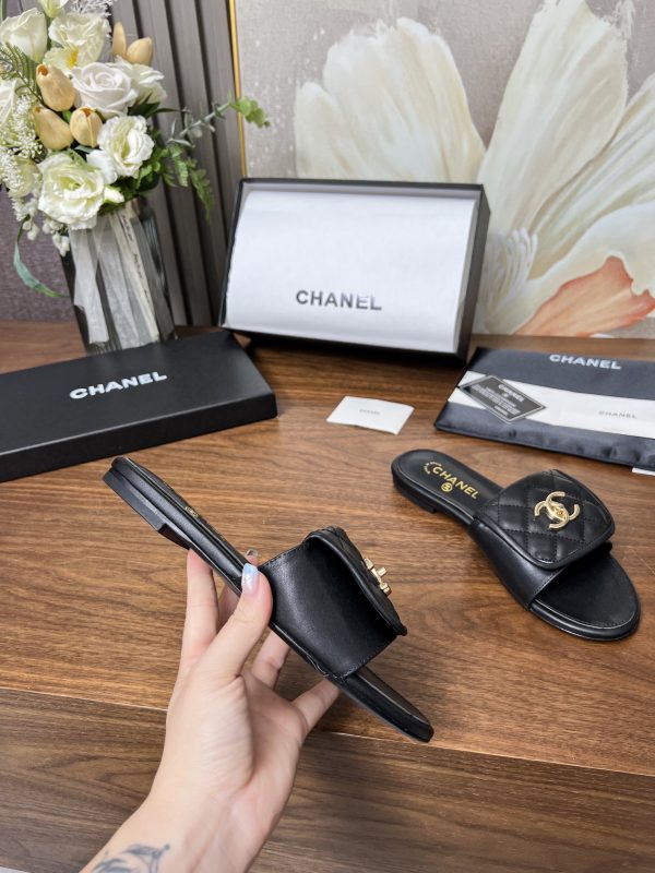 Chanel Quilted CC Slides