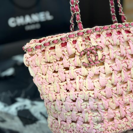 Chanel 23P Chain-Handled Woven Bag - Image 9