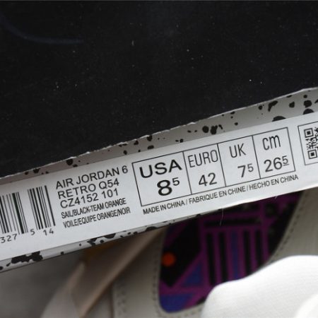 AIR JORDAN 6 RETRO QUAI54 SAIL BLACK CZ4152-101 - Image 9