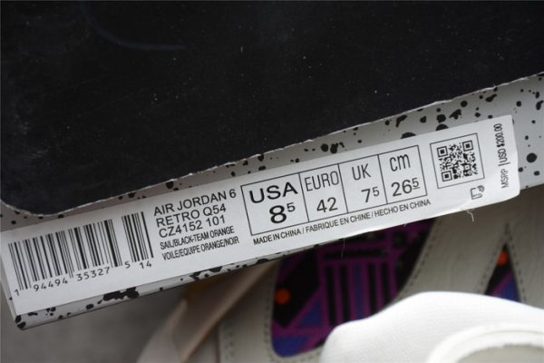 AIR JORDAN 6 RETRO QUAI54 SAIL BLACK CZ4152-101