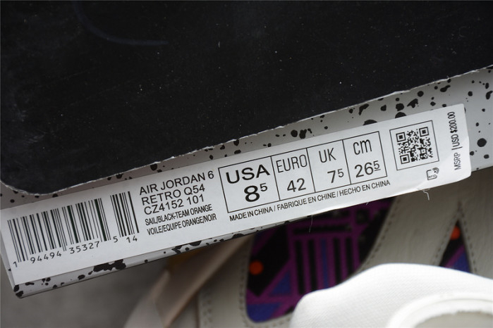 AIR JORDAN 6 RETRO QUAI54 SAIL BLACK CZ4152-101 - Image 9