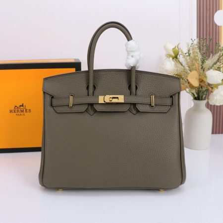 Hermès Etain Togo Birkin 25 Gold Hardware Bag - 10A Mirror Version