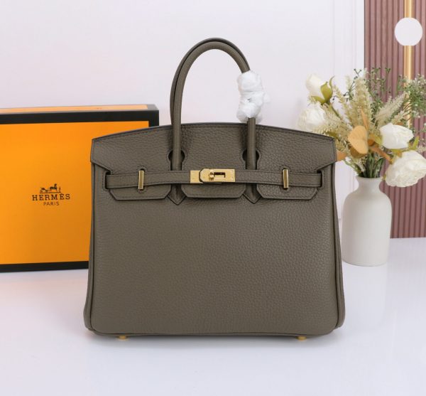 Hermès Etain Togo Birkin 25 Gold Hardware Bag - 10A Mirror Version