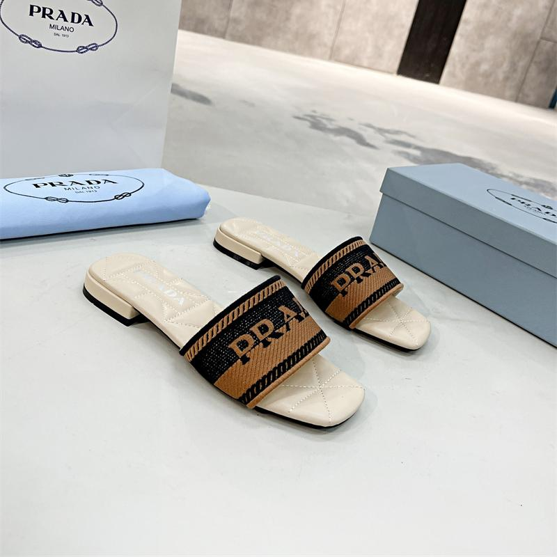 Prada Logo EmbroideryFashion Sandals Slide Sandal - Image 3