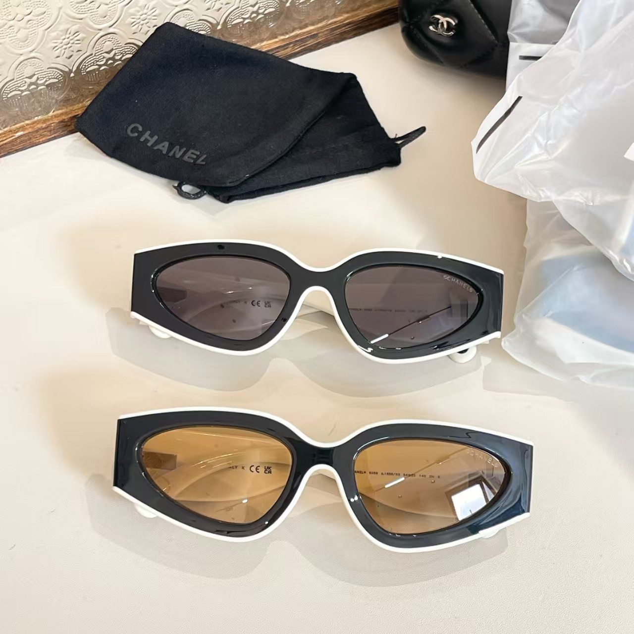 Chanel Sunglasses CH6056 - Black & White Polarized - Image 6