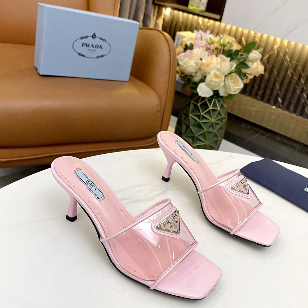 Prada Leather Heel Sandals Slide Sandal - Image 7