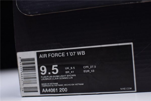 Nike Air Force 1 07 WB Flax/Flax-Gum Wheat Basketball Shoes AA4061-200
