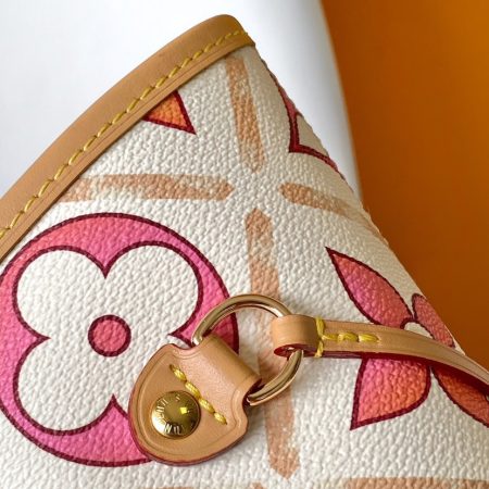 LV Neverfull MM Pool Coral in Canvas - Image 9