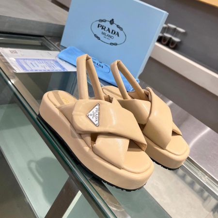 Prada Leather Peep-toe Beach Sandals Slide - Image 5