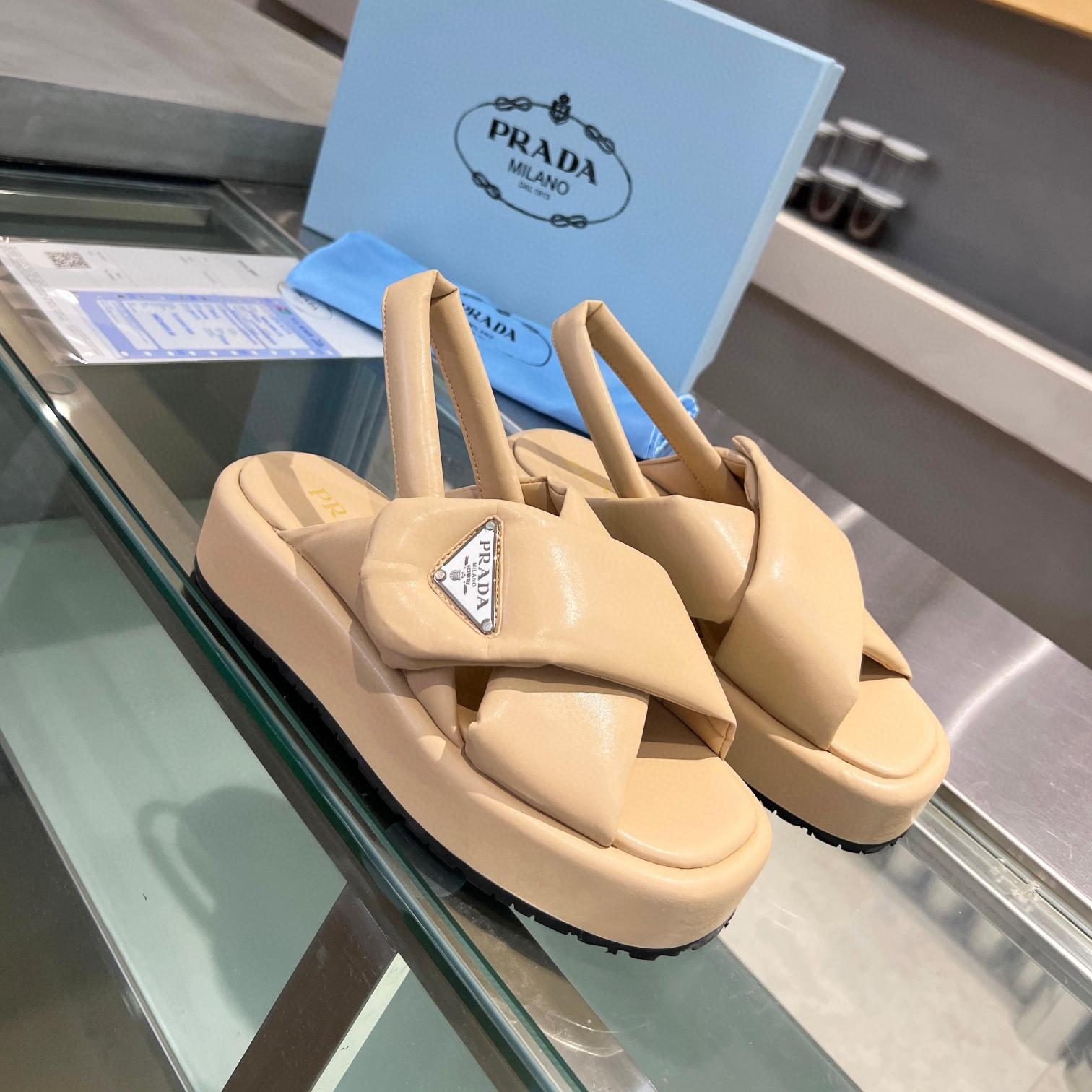 Prada Leather Peep-toe Beach Sandals Slide - Image 5