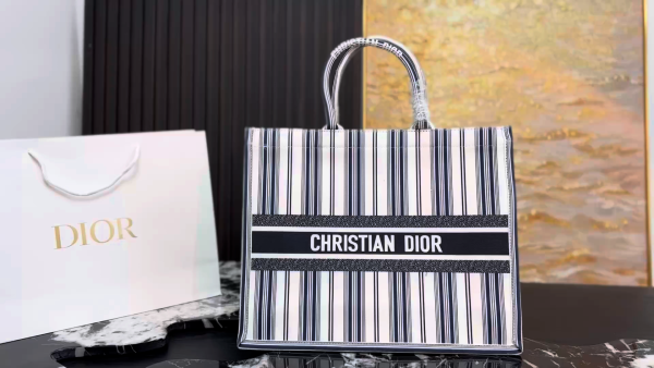 Dior Striped Tote Bag