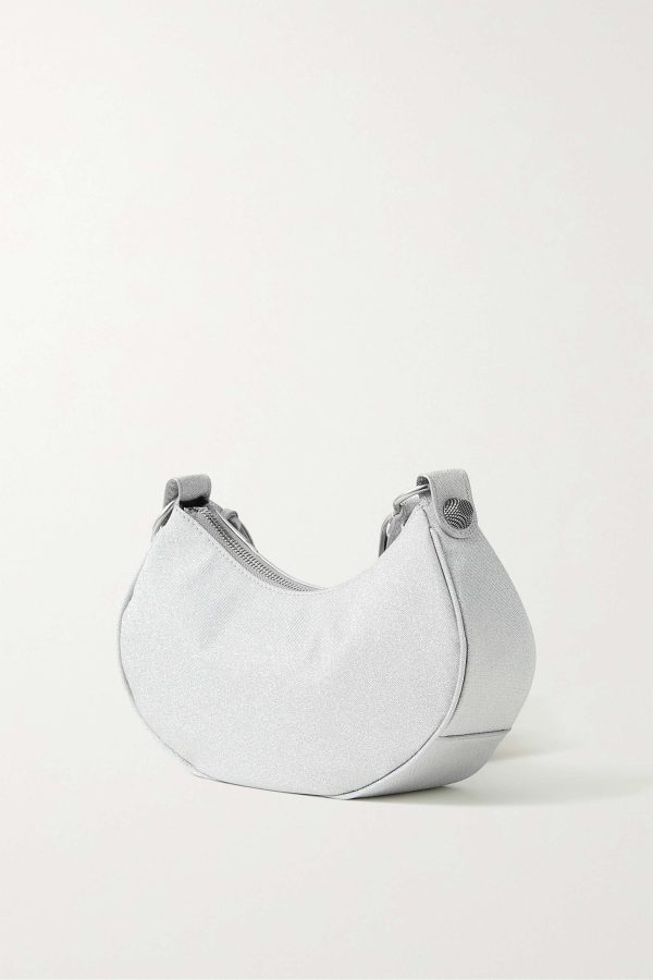 BALENCIAGA Le Cagole XS studded metallic canvas shoulder bag grey