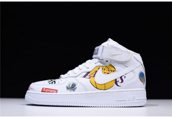 Supreme X Nike Air Force 1 Mid NBA Teams White Aq8017-100 - Image 1