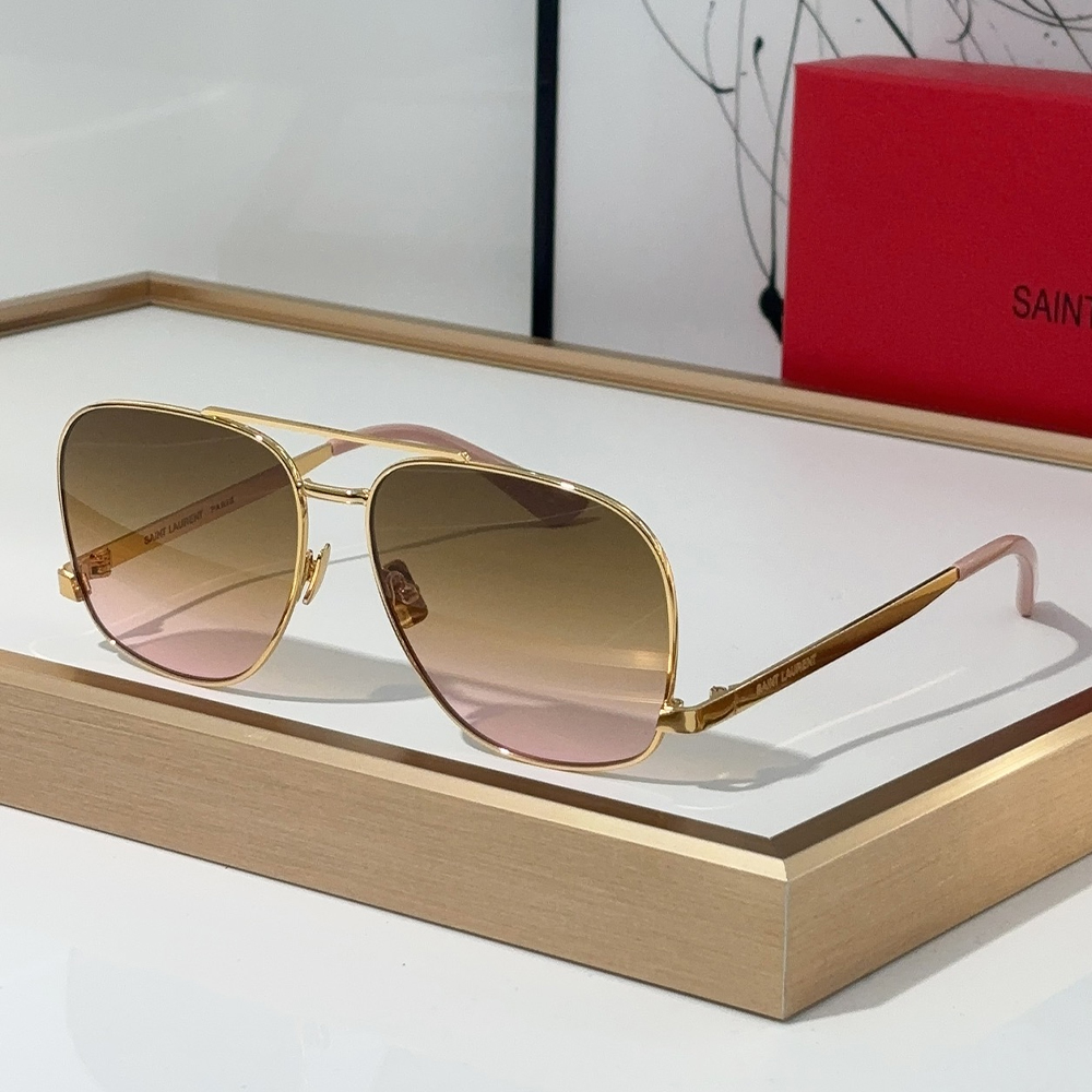 Saint Laurent YSL Metal Oval Sunglasses Top Quality - Image 4