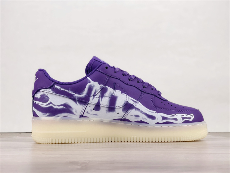 Nike Air Force 1 Low '07 QS Purple Skeleton Halloween CU8067-500 - Image 3