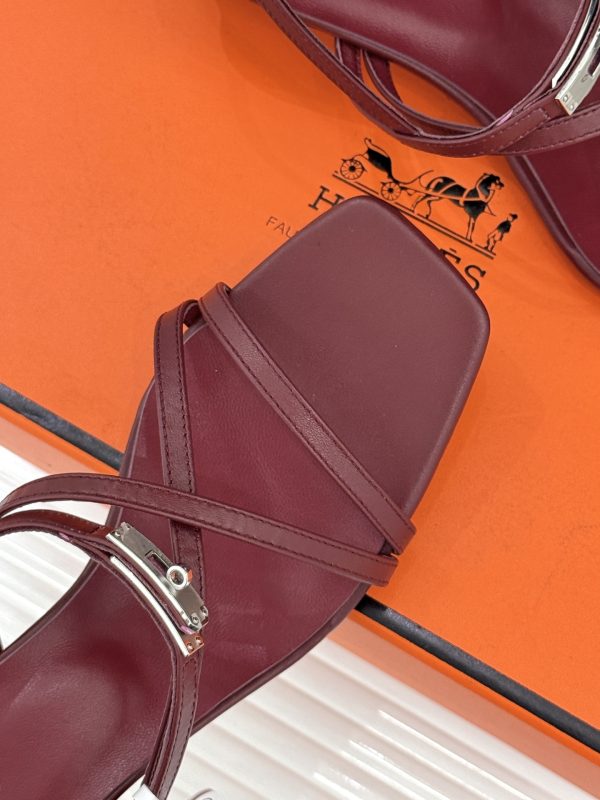 Hermès Kelly Buckle Thin-Strap Kitten-Heel Sandals