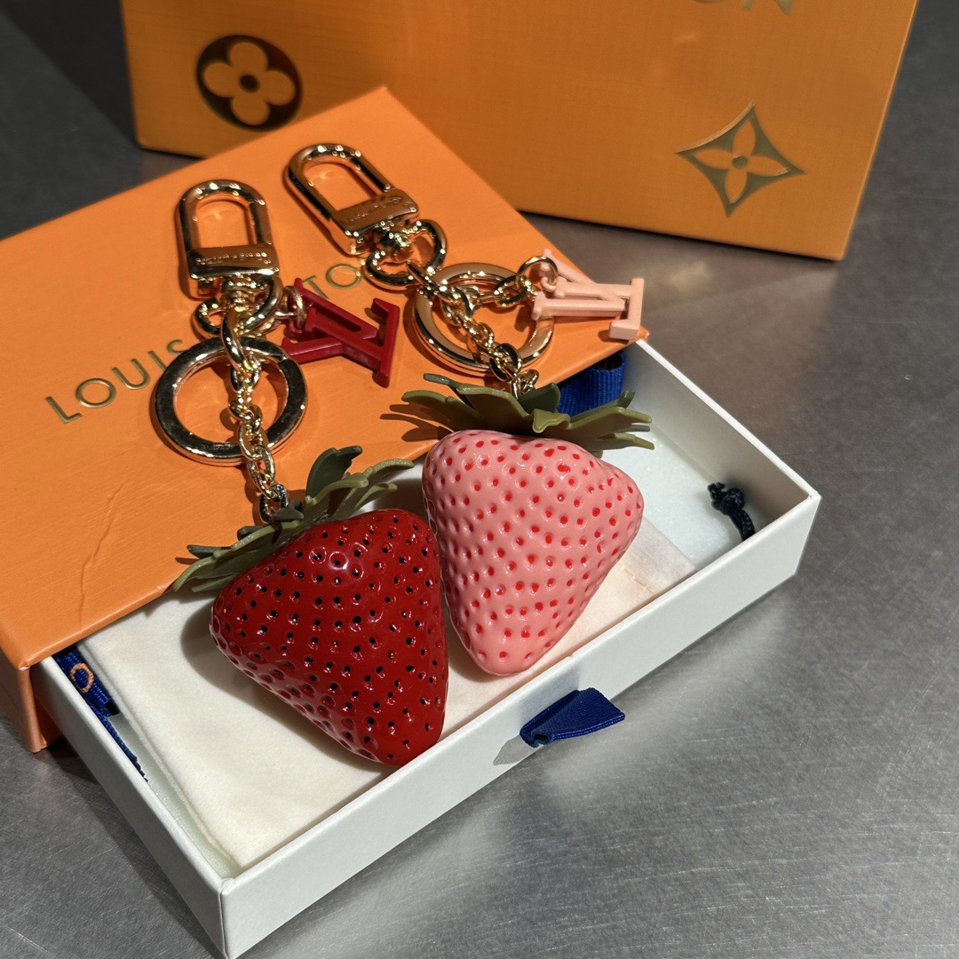 LV Strawberry Bag Charm Keychain - Image 3