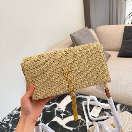 Saint Laurent Nero Raffia Kate Shoulder Bag - Image 4