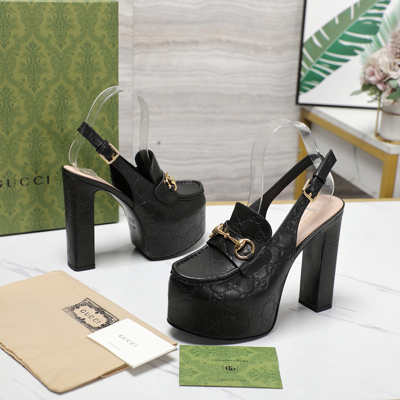 Gucci Horsebit Loafer 135MM Platform Slingback Pumps - Image 15