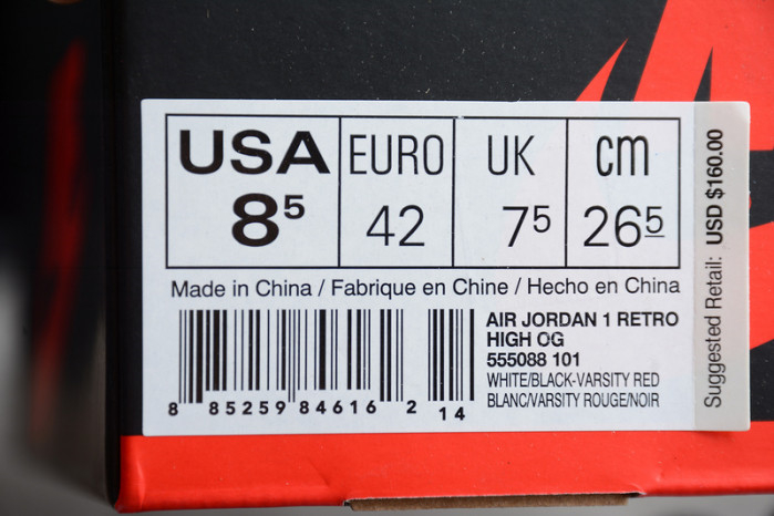 Air Jordan 1 Retro High OG Chicago Red 555088-101 - Image 7