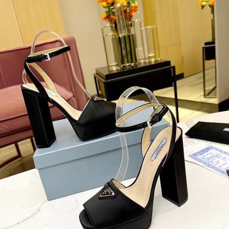 Prada Buckle Square-Heel Sandals - Image 10