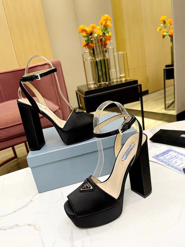 Prada Buckle Square-Heel Sandals