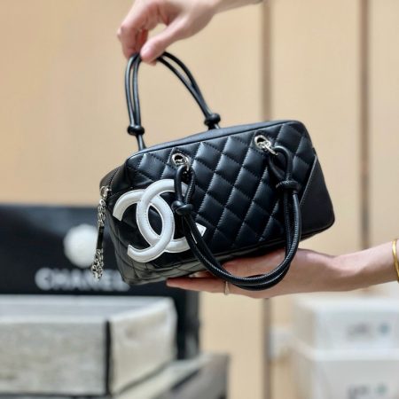 Chanel Black Quilted Leather Cambon Bowling Bag - Image 8