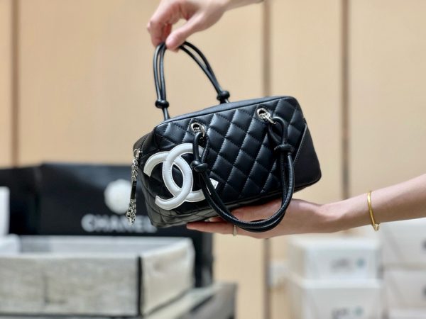 Chanel Black Quilted Leather Cambon Bowling Bag
