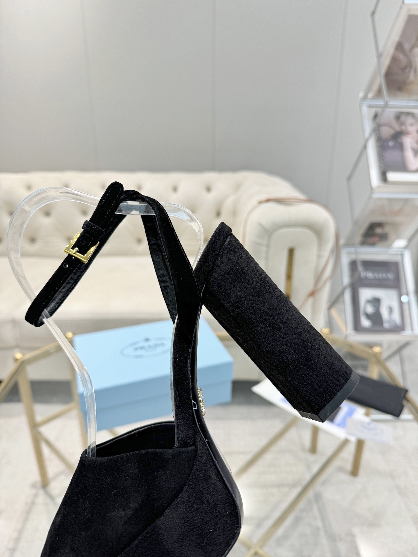 Prada Buckle Square-Heel Sandals - Image 13